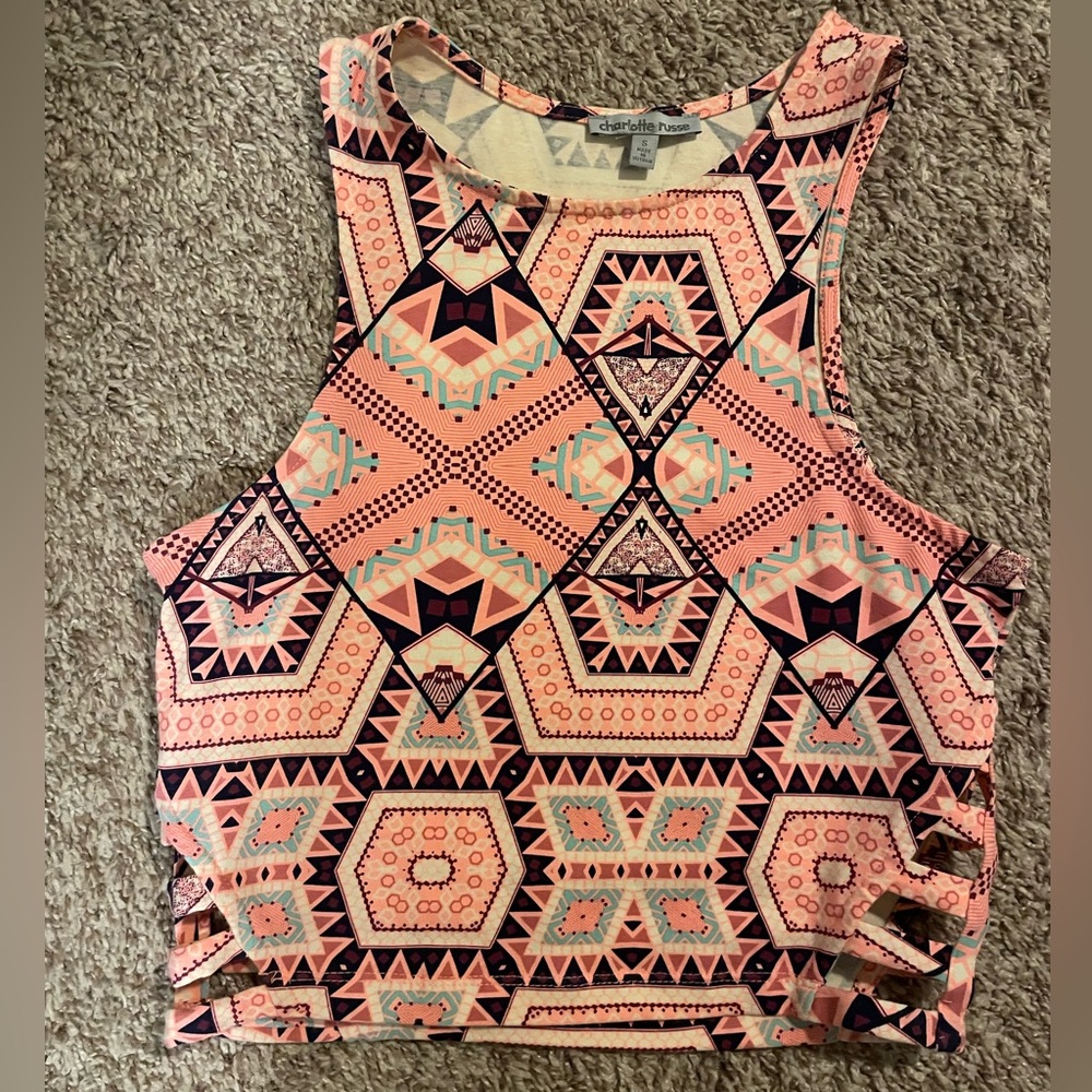 Pink patterned crop top